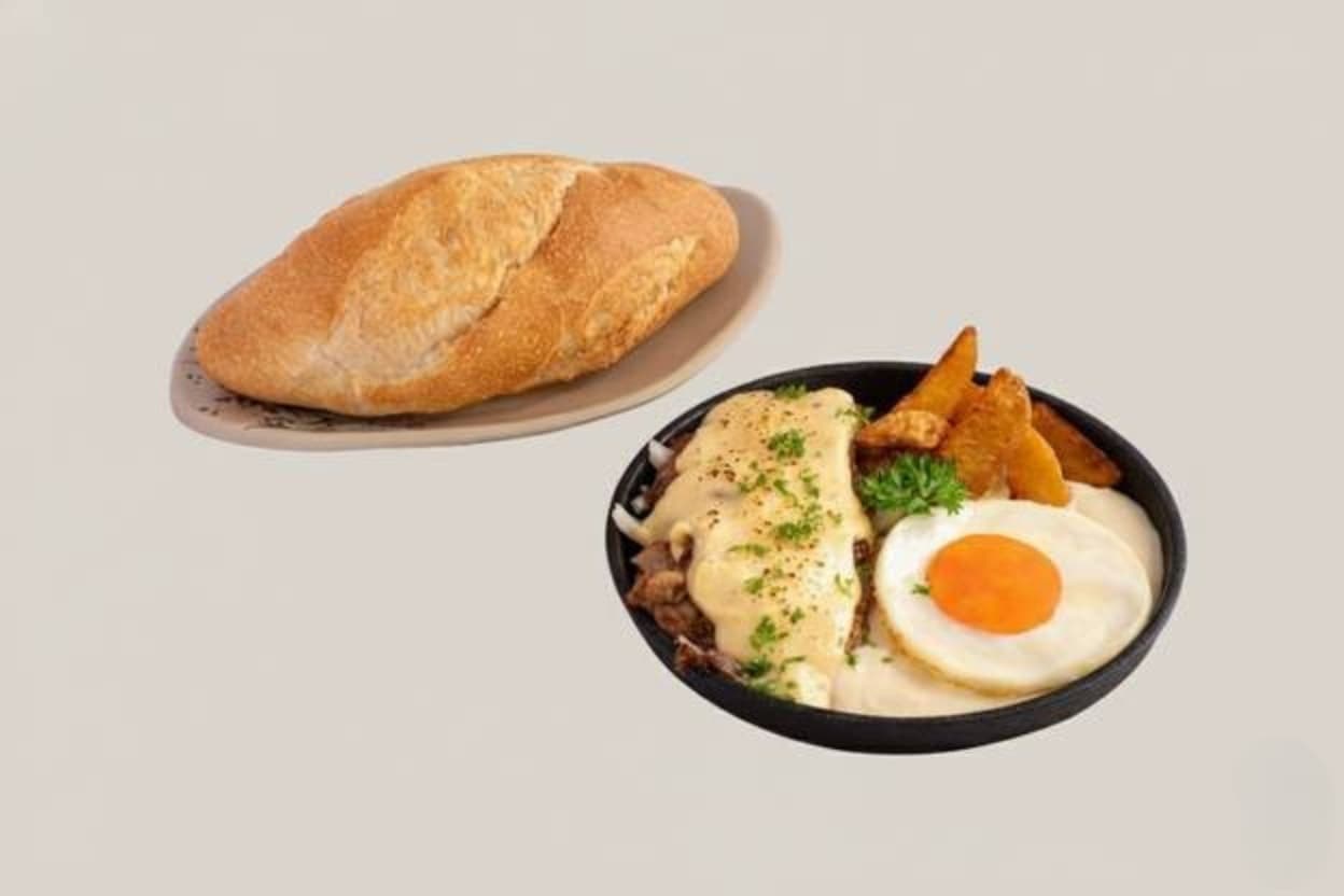 Bánh mì chảo bít tết phô mai